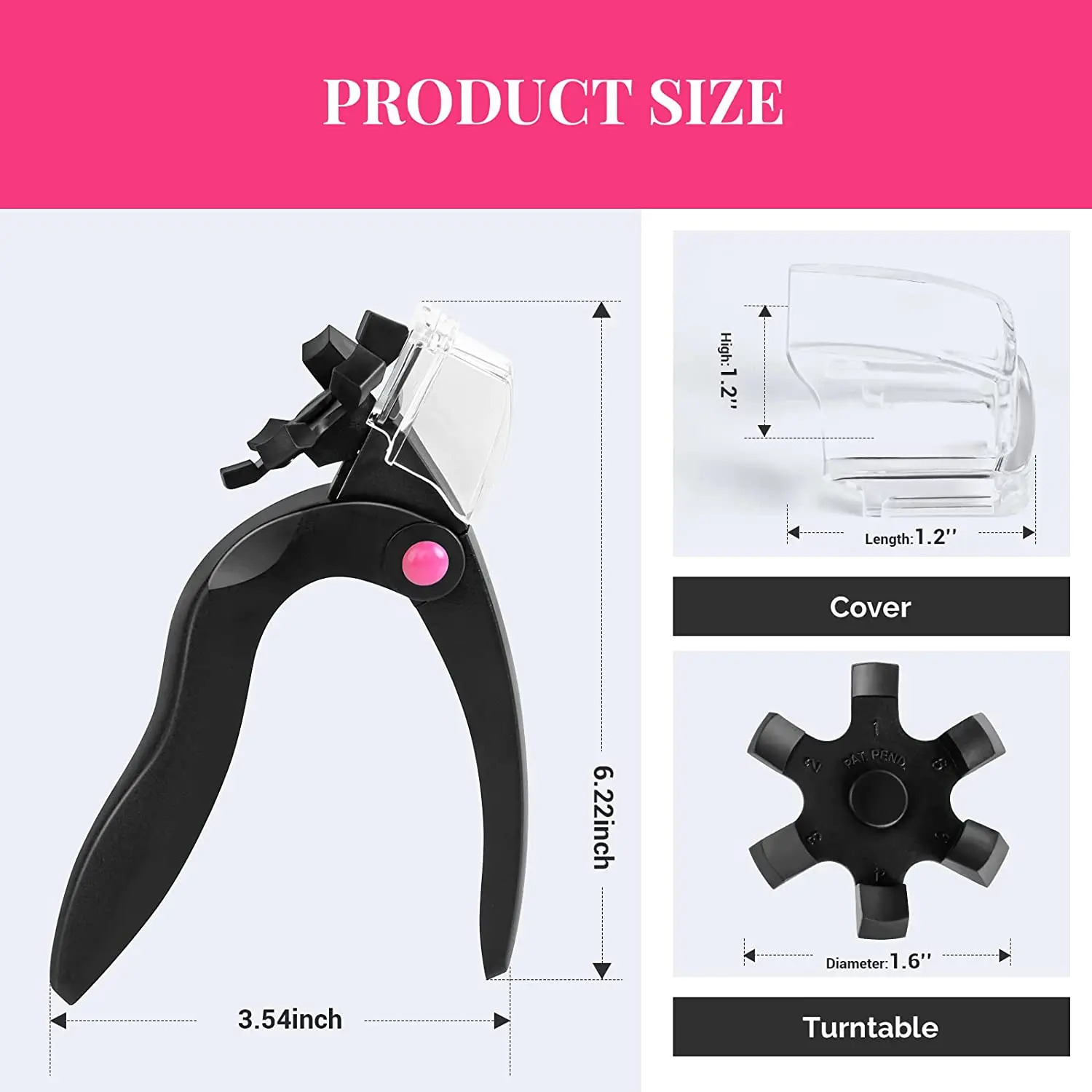 Nail Clippers for Acrylic Nails with Sizer and Catcher Adjustable Nail Tip Cutter with Length Measurement Dial. 250530