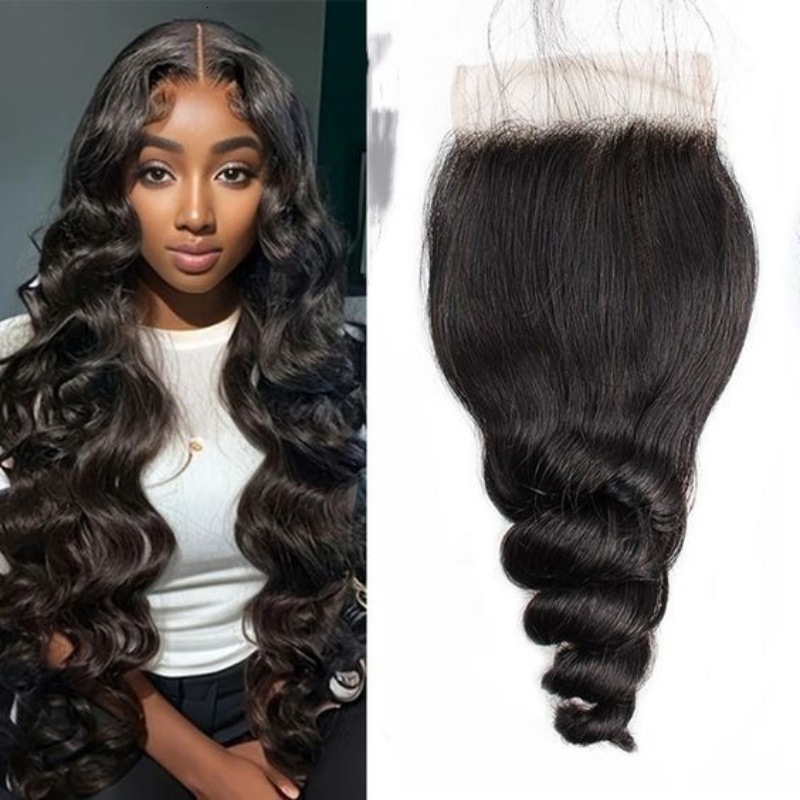 HD 4*4 transparent lace loose wave human hair large in stock