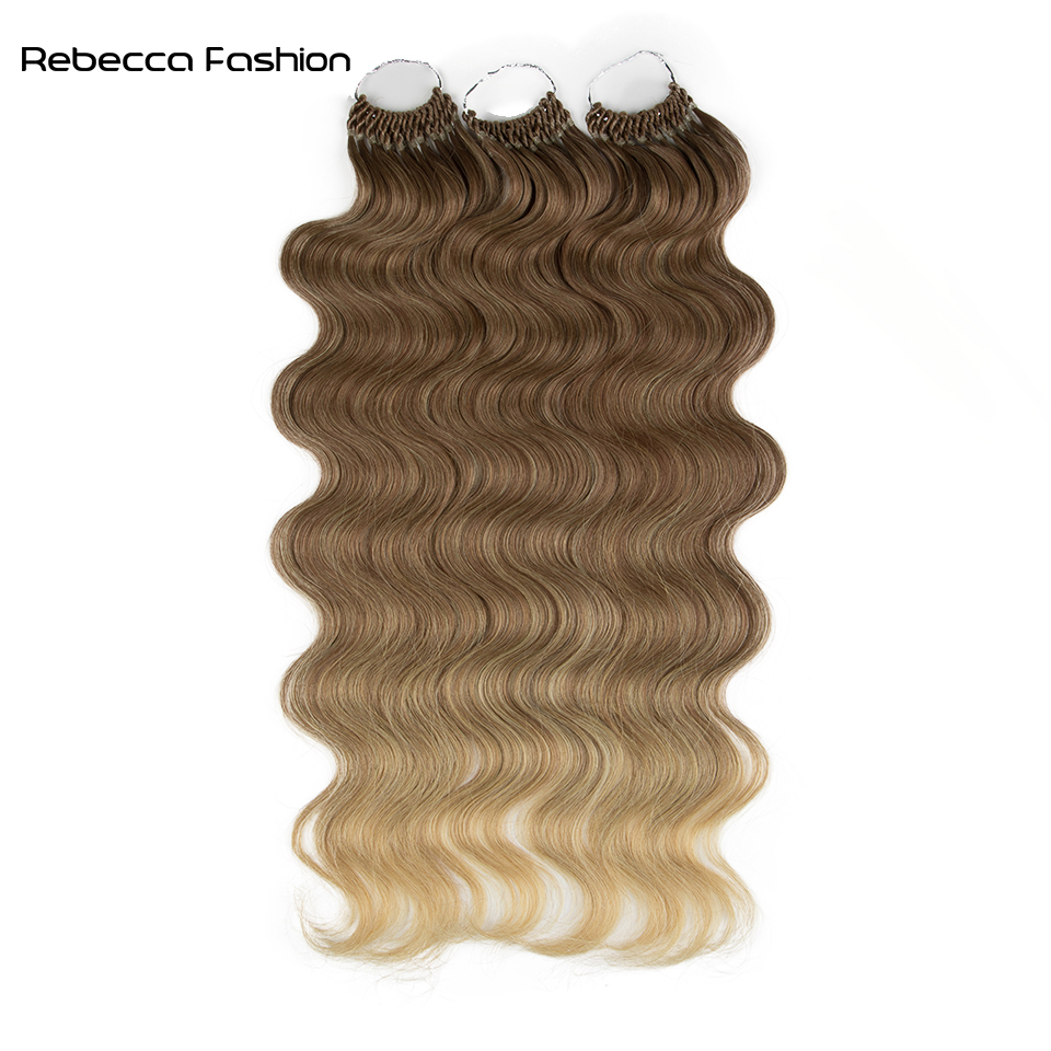 Rebecca Fashion Synthetic Extensions 24inches 3PCS Body Wave Bundles Ombre Blonde Color Tresses Fake Hair Accessories Cosplay