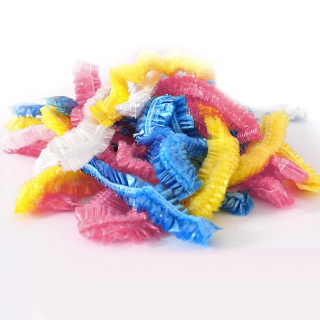 100pc 44cm Disposable Shower Cap Waterproof Household Shower Cap Women Convenience Pleated Elastic Cap Set el Salon Wholesale 250527