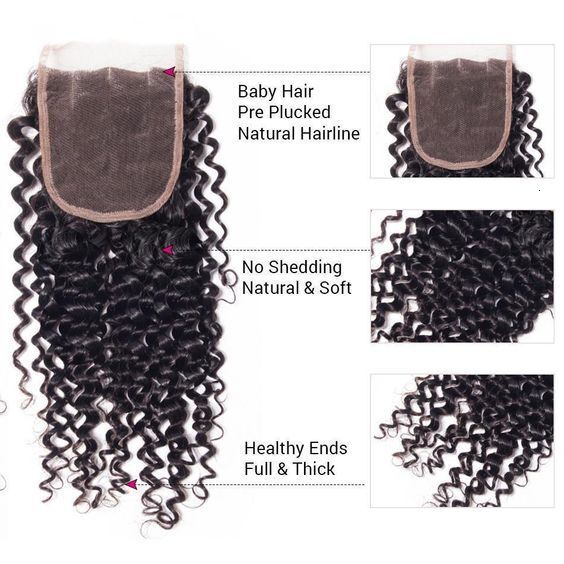 HD 4*4 Transparent lace kinky curly closure human hair