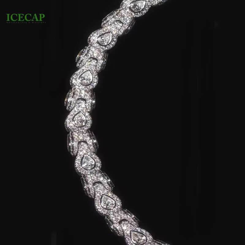 New Design Custom Frank Chain Ice VVS Moissanite Luxury Men Women Sterling Silver Diamond Necklace