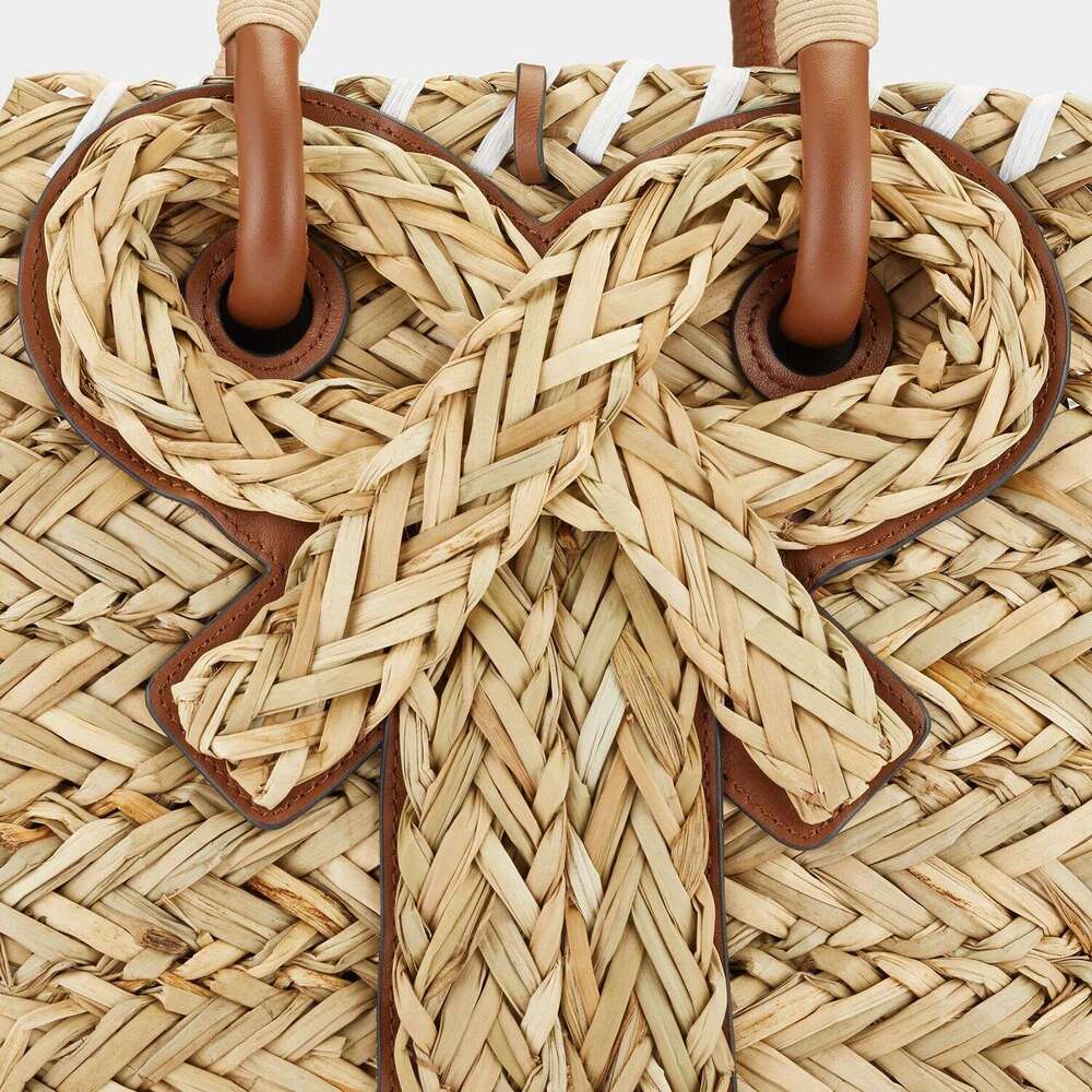 Tote Bag Leather Bag ANYA Anya Straw Woven Women S Bowknot Rope Knot Basket Handbag Vacation Beach Picnic Bag Shoulder Bag