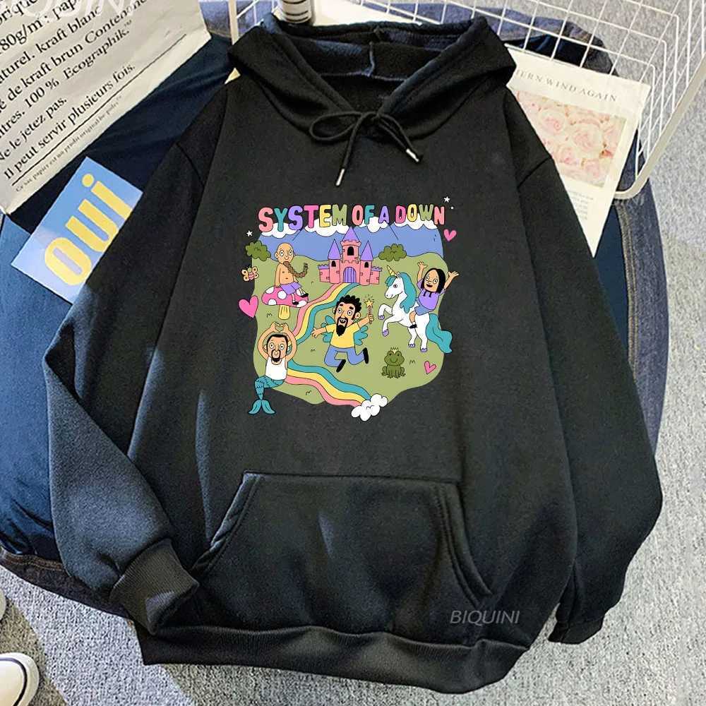System of A Down Hoodies Mens Comfortable Pocket Sweatshirts Fleece Long Sleeve Rock Band Pullovers Kawaii Cartoon Male Hoody W250530
