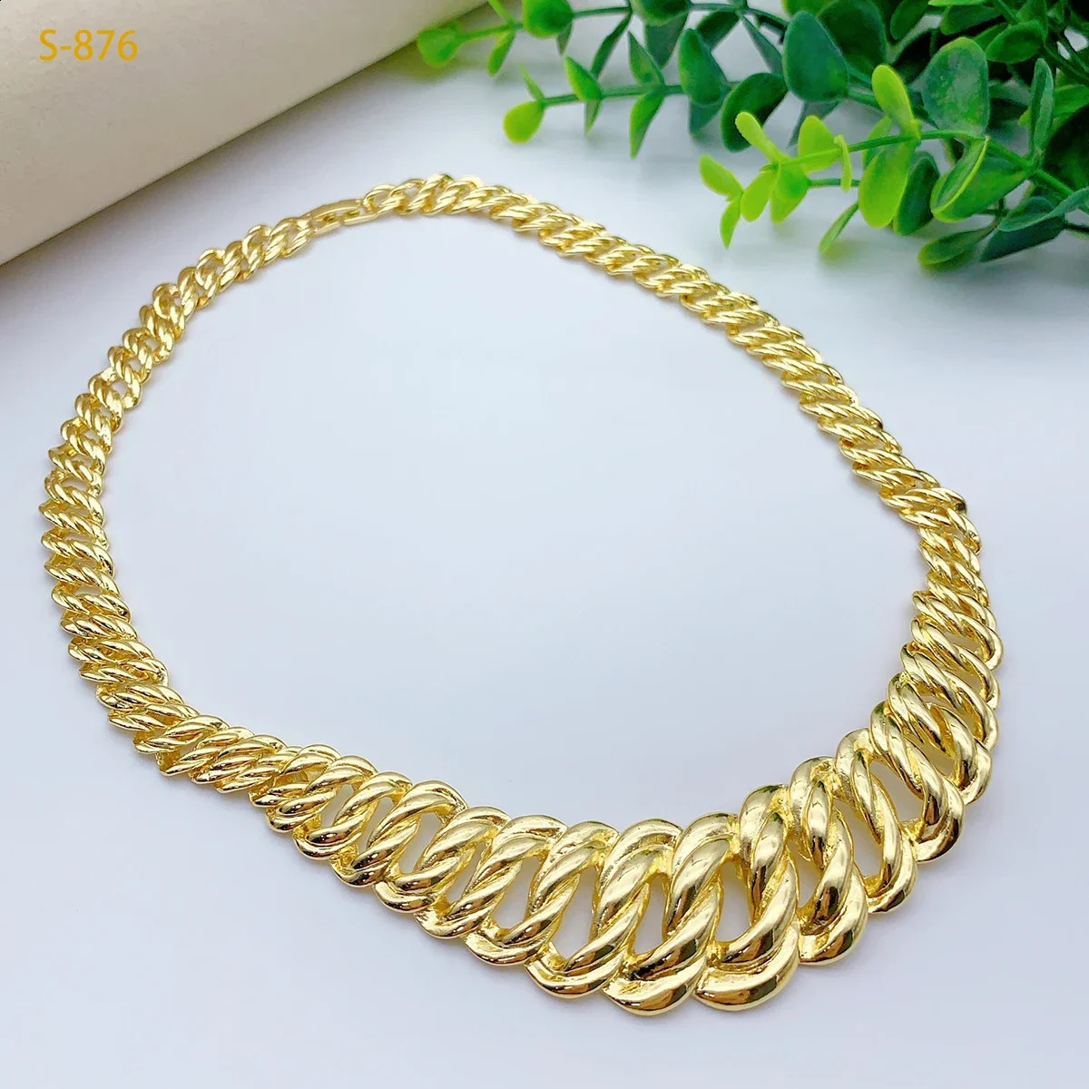 Indian Bridal Chain Necklace And Earrings Sets For Women Dubai Ethiopian 18k Gold Color Jewelry Set Wedding250519