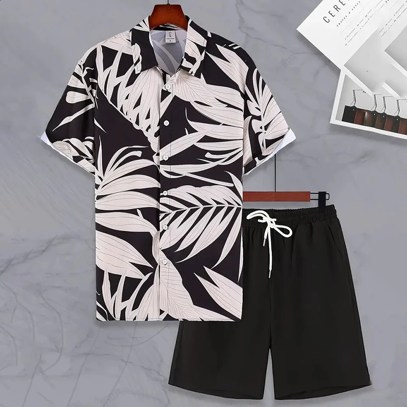 Summer Men Short Sleeve Shirt Beach Shorts Two Piece Set Funny 3D Print Shirts Suit Daily Casual Lapel Tops Fashion Loose Outfit 250520Z