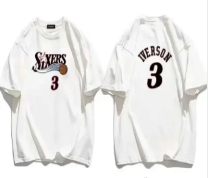Men's T Shirts Summer Short-sleeved 76ers Iverson No. 3 Training Wear Sports Pure Cotton T-shirt Teet Oversized Loose TopS