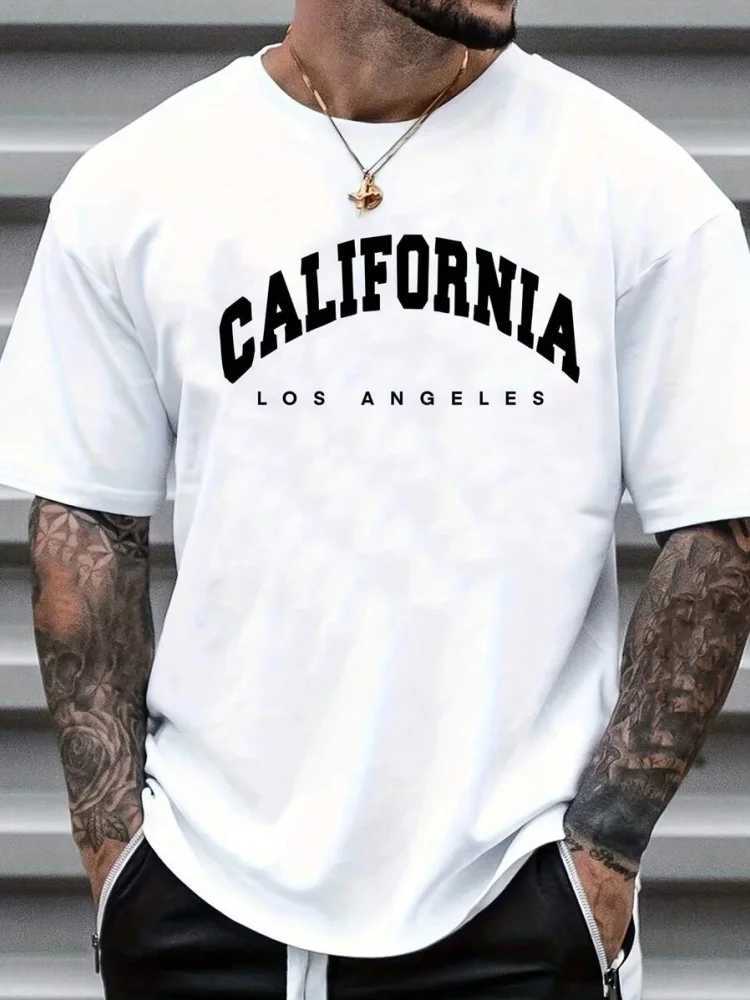 3D Cfornia Letter Print Mens Loose T-shirt Urban Street Mens Fashion Short-sleeved Top Summer Daily Casual Mens T-shirtC250530