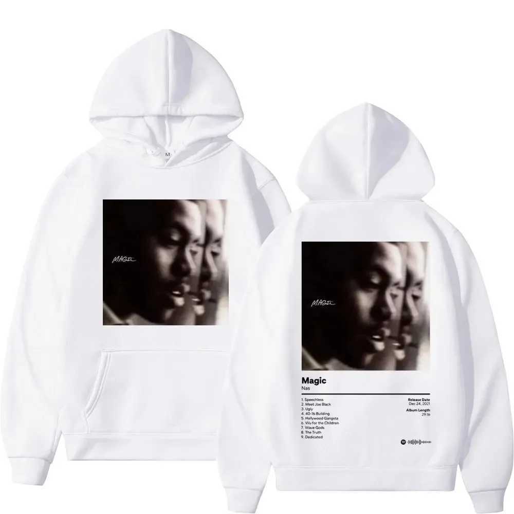 Rapper NAS Magic Album Cover Print Hoodie Mens Womens Fashion Vintage Hooded Sweatshirts Harajuku Hip Hop Oversized Pullovers W250530