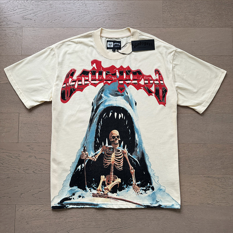 Men's T Shirts American Streetwear Short Sleeve Tops Tees Personality Skull Print Summer Men Women Loose Breathable Cotton T-shirts