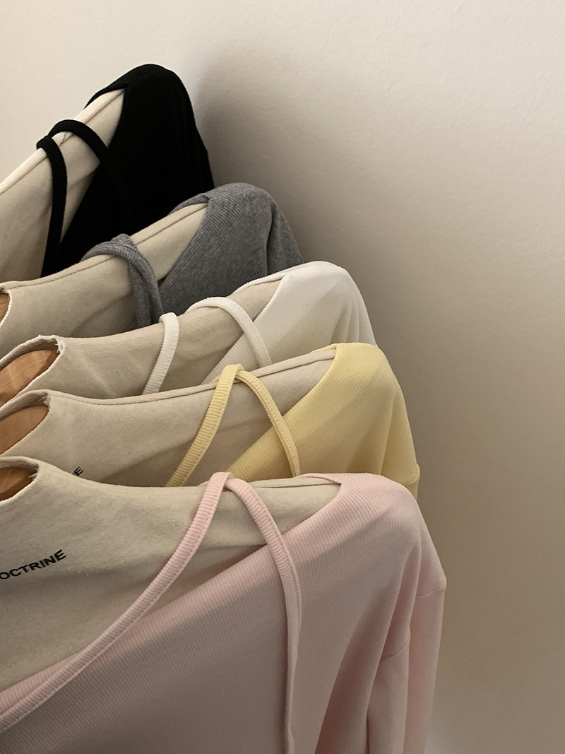 LL1409 oblique collar one shoulder tie sweater women 25 spring new long sleeve design top