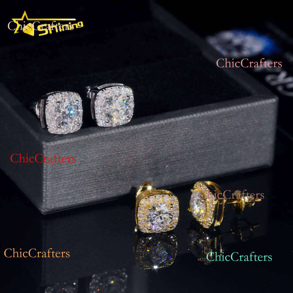 Ready to Ship Pass Dia Tester Hot Selling Fine Jewelry Sterling Sier Hip Hop VVS Moissanite Stud Earrings