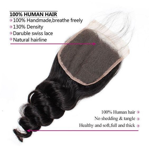 HD 4*4 transparent lace loose wave human hair large in stock