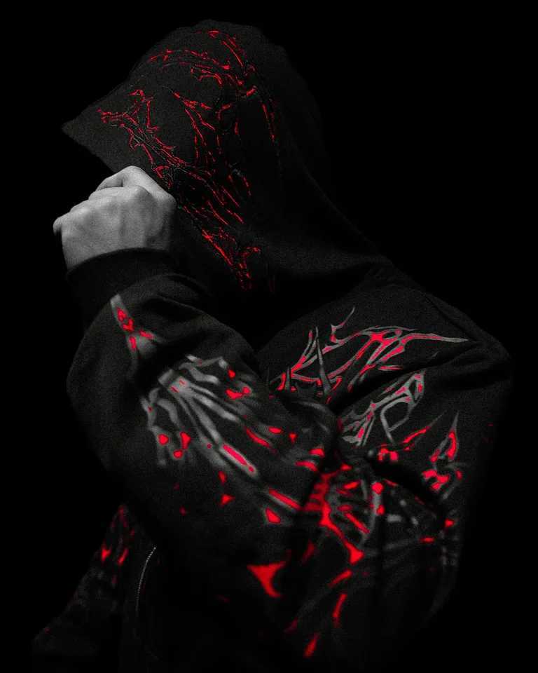 Shadow Monarch Cyber Hoodie Oversized Zip-Up Techwear Gothic Streetwear Breathable Gym Yoga Y2K Loose Fit Unisex Top W250530