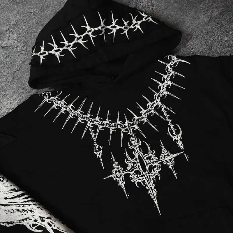 Y2K Retro Demon Killer Design Fashionable Versatile Hoodie Men Street Hip-hop Harajuku Casual Loose Oversized Sweatshirt Women W250530