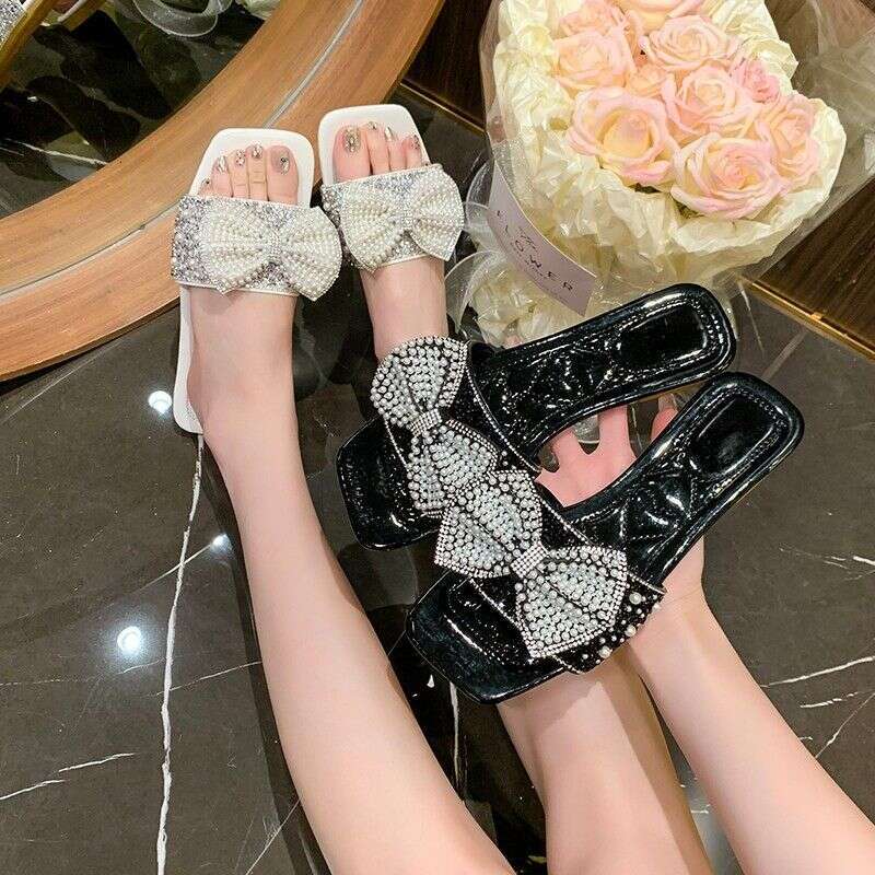 Summer Bow Sandals For Women's Outdoor Fashion, Fairy Water Diamond One-piece Slippers, New 2025 Versatile Designer Sandals