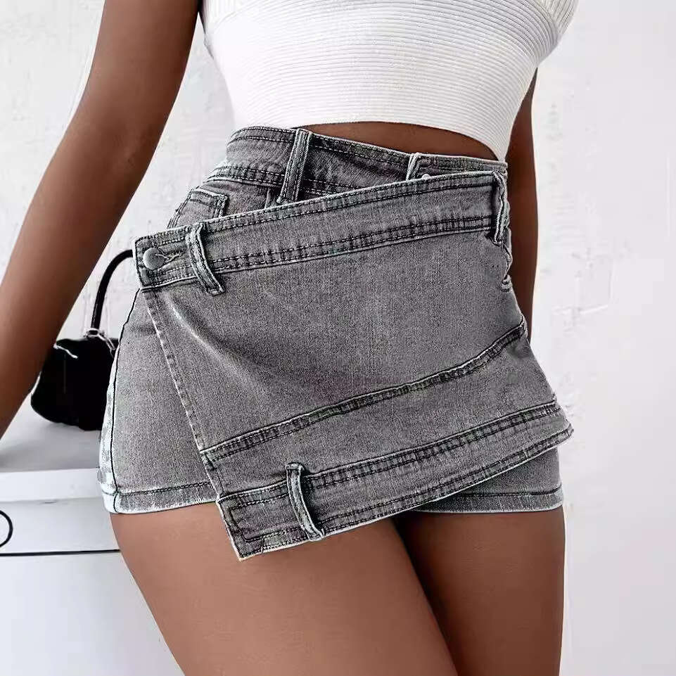 Shorts Women Denim Shorts Plus Size Women S A Line High Waist Irregular Wide Leg Pants Summer Korean Style Slimming Denim Skirt Shorts Trendy Ins Jean