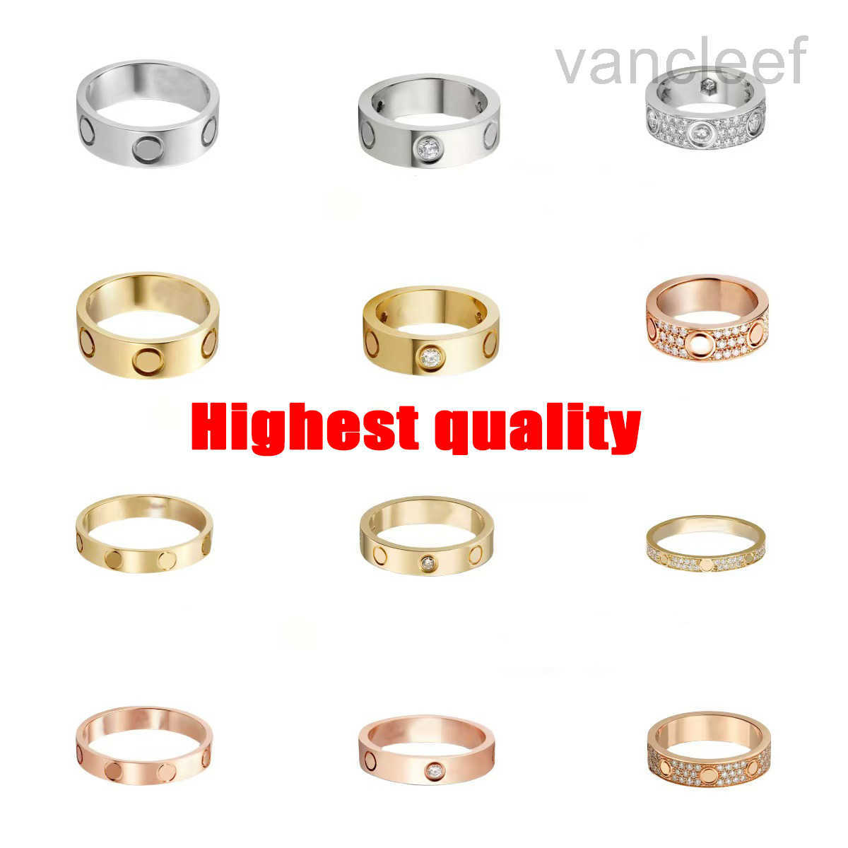 Designer Jewelrys Ring designer ring steel love ring mens and womens rose gold fashion jewelry couple promise Never fade wedding rings with box size 6-10