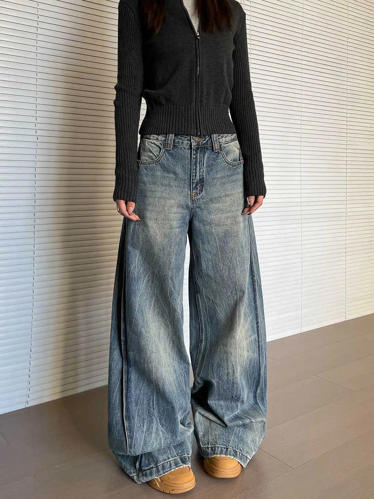 Womens Baggy Y2k Jeans Harajuku Denim Trousers Vintage Streetwear Japanese 2000s Style Oversize Jean Pants Trashy Clothes 250530