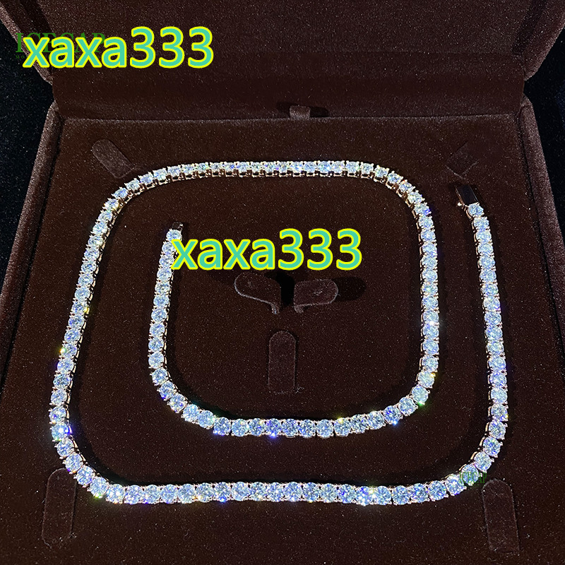 Fine Jewelry 5mm Rose Gold Tennis Chain Iced Out Hiphop VVS Moissnaite Sterling Silver Men Women Tennis Chain Necklace Gift