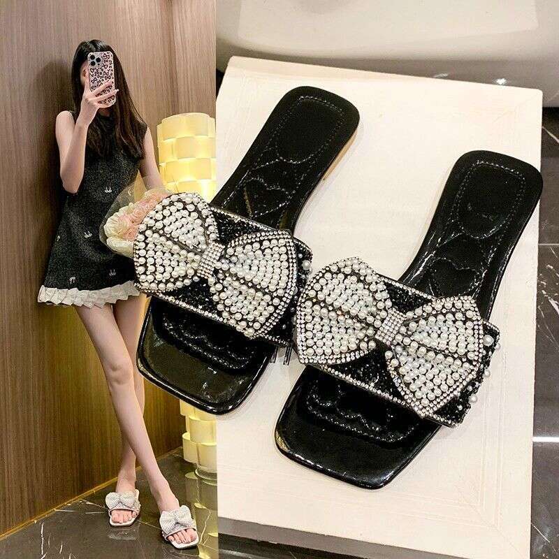 Summer Bow Sandals For Women's Outdoor Fashion, Fairy Water Diamond One-piece Slippers, New 2025 Versatile Designer Sandals