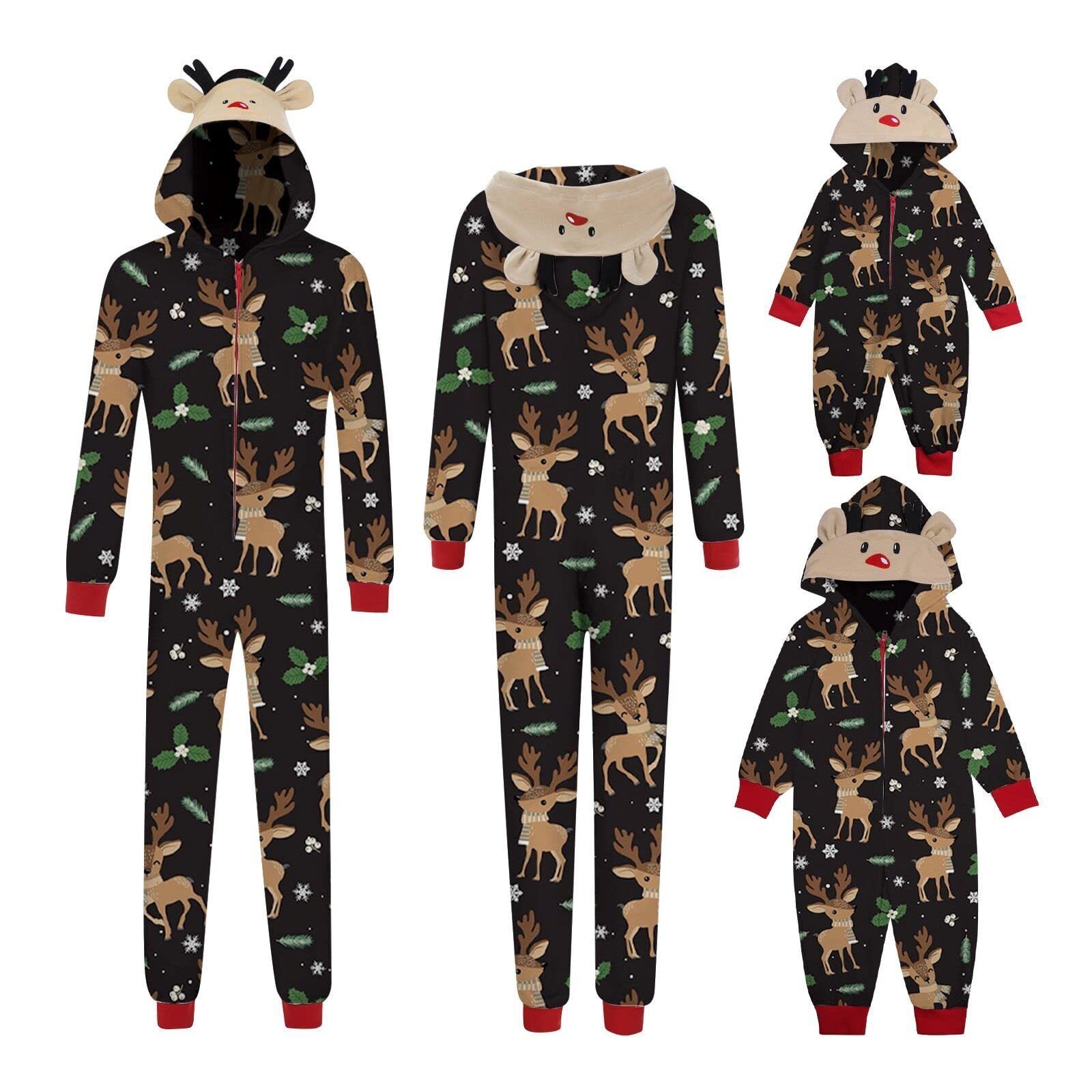 Warm Mommy and Me Xmas Pjs Clothes One-Piece Father Mother Kids Nightwear Onesies Pajamas Christmas Family Matching Outfits 240711