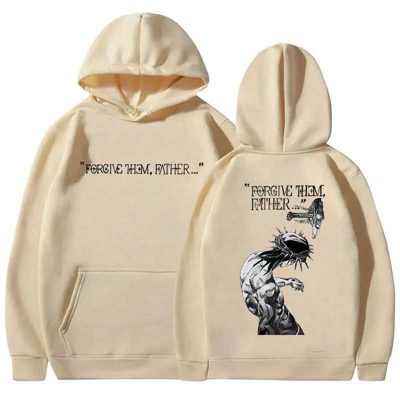 Christian Religious Jesus Forgive Them Father Hoodie Men Womens Gothic Rock Oversized Sweatshirt Male Casual Fleece Pullover W250530