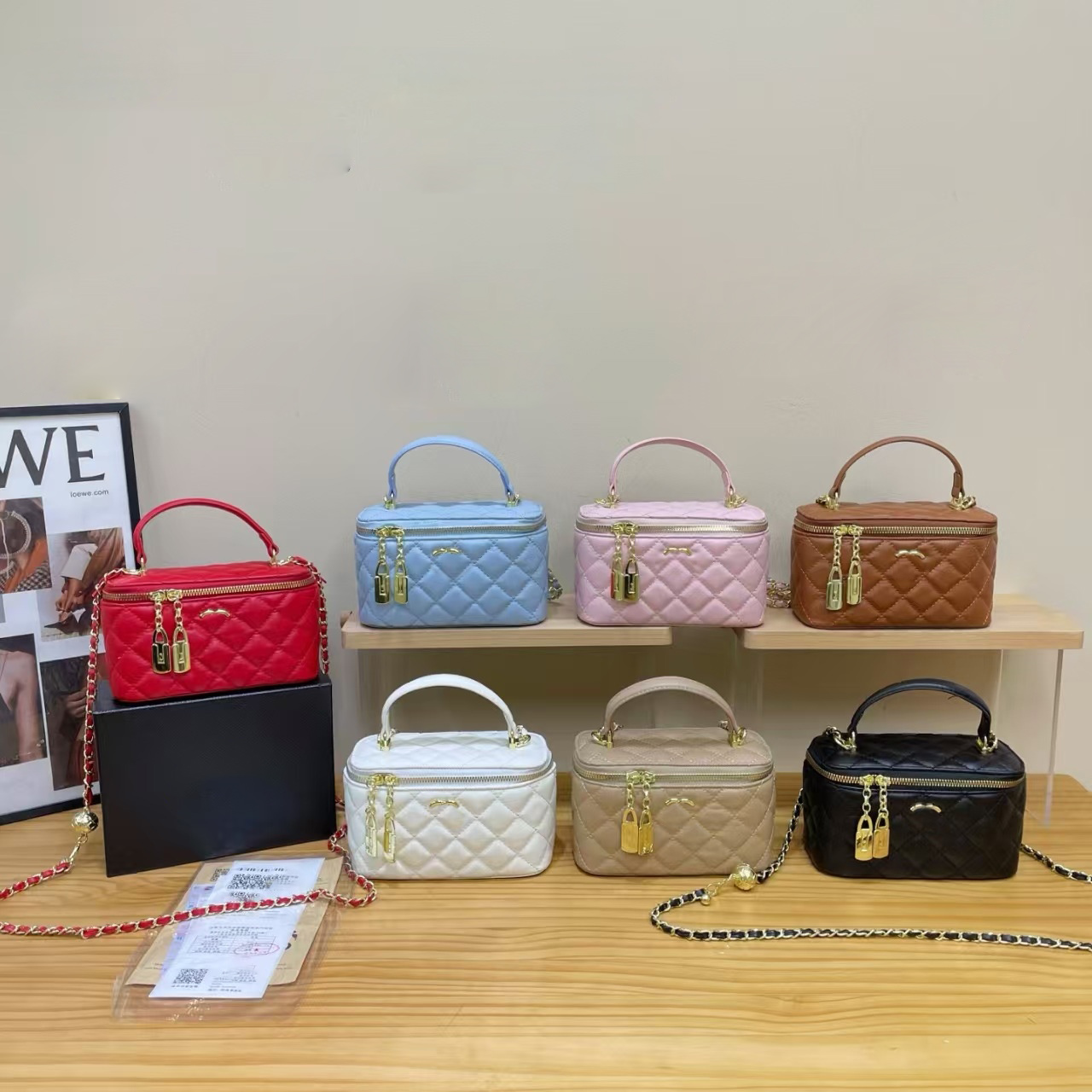 2025 Luxury Designer Quilted Chain Bag Cosmetic Organizer Women Crossbody Shoulder Bag Detachable Mini Box Makeup Purse