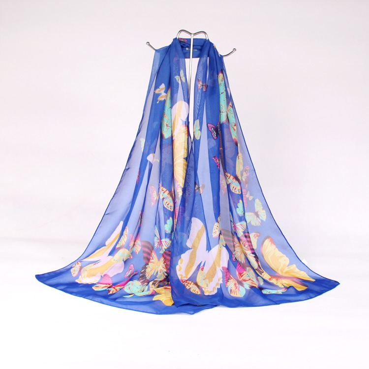 K871 New Korean fashion colorful silk scarf chiffon printing women's beach sun protection shawl Yiwu scarf manufacturers wholesale