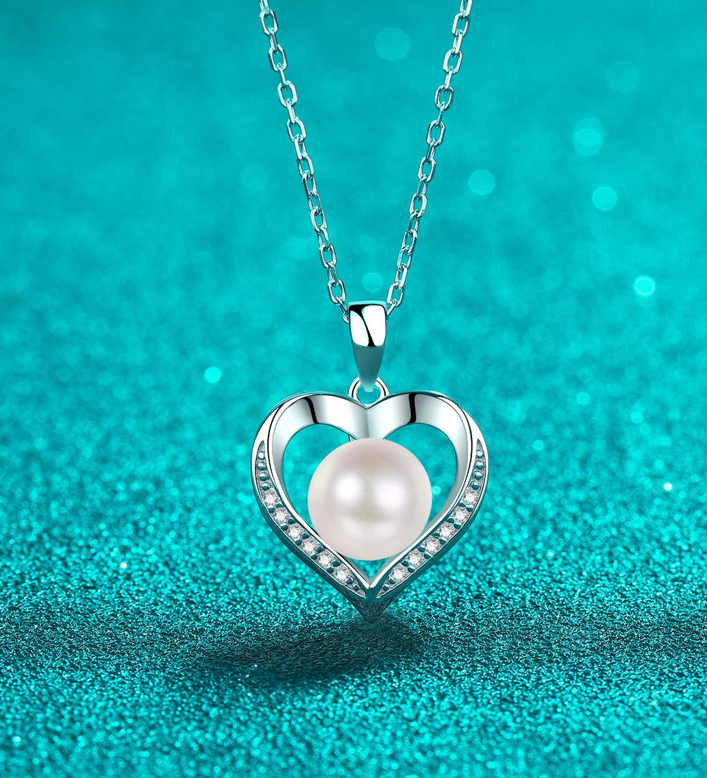 925 Sterling Silver Natural Freshwater Pearl Moissanite Clavicle Necklace with PT950 Gold Plating, Fashionable High-End Jewelry, Manufacturer Wholesal