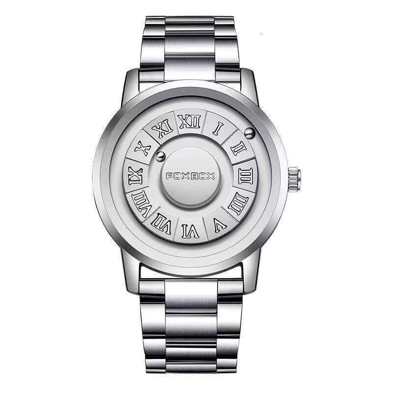 Creative Rolling Pointer Magnetic Quartz Leather Watch Mens Relogio Masculino