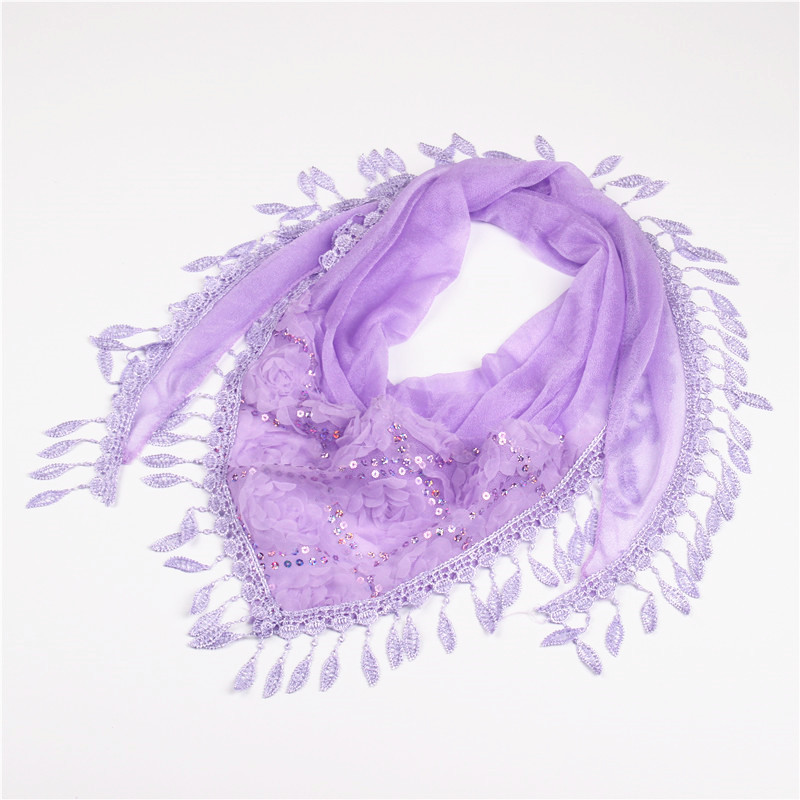 K869 2025 new Korean rose tassel triangle scarf fashionable sunscreen silk scarf creative beach towel ladies shawl