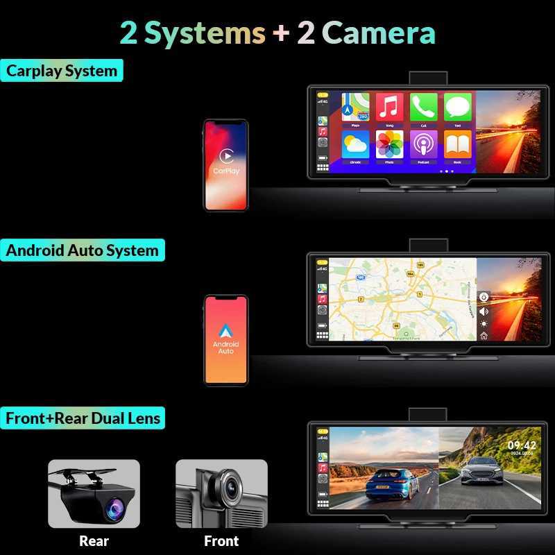 Car dvr 4K AUX Car dvr Wireless Large Screen CarPlay Android Auto Dash Cam GPS Optinnal Rear Camera 24H Parking Monitoring R250529
