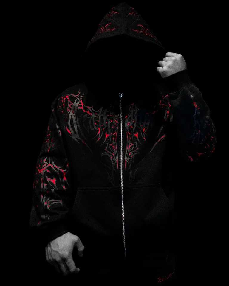 Shadow Monarch Cyber Hoodie Oversized Zip-Up Techwear Gothic Streetwear Breathable Gym Yoga Y2K Loose Fit Unisex Top W250530