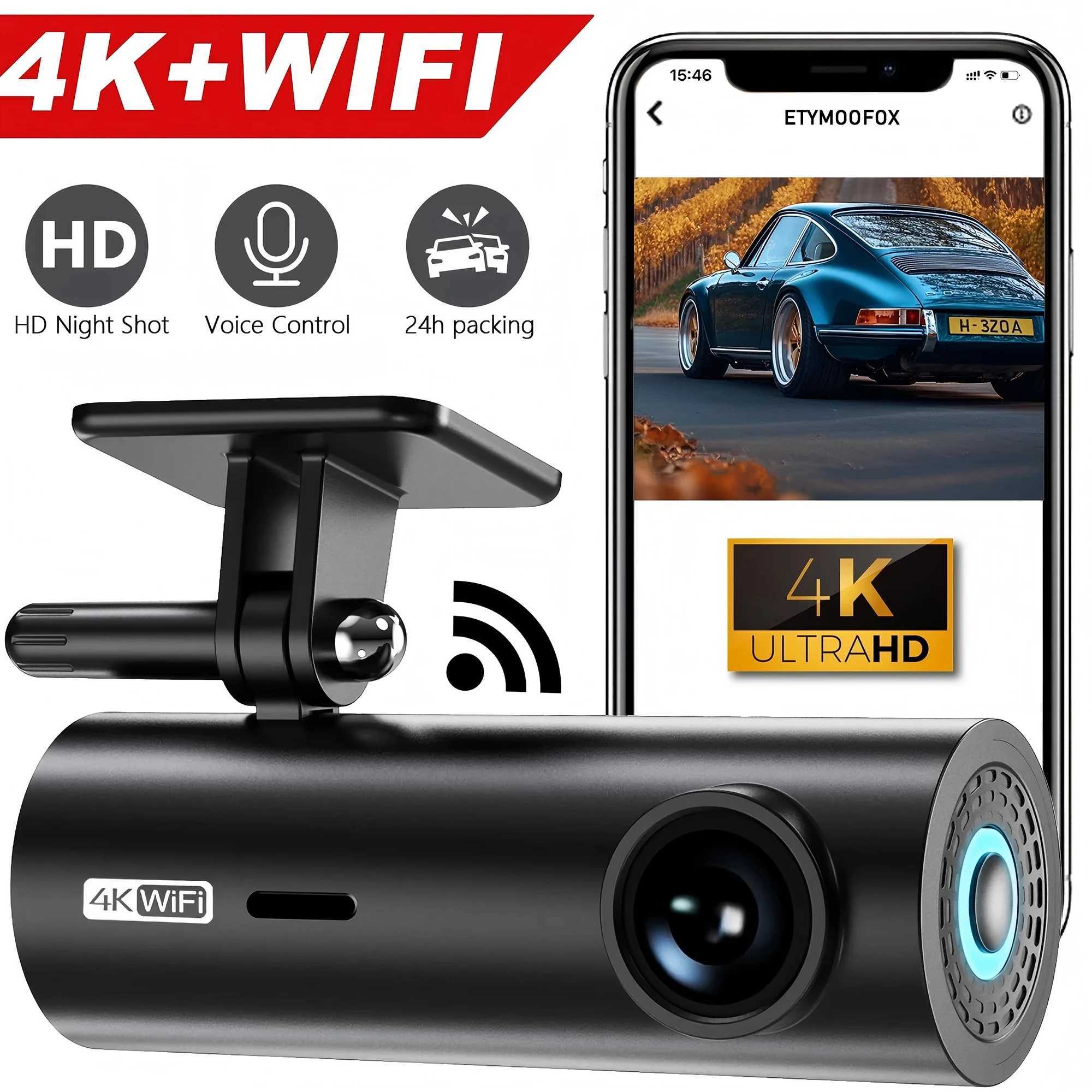Car dvr Dash Cam auto 4K WiFi Front Camera Mini Car dvr Video Recorders Night Vision 24H Parking Monitor surveillance Recording camera R250529