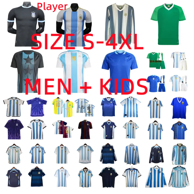 2025 Argentina Soccer Jerseys 22 23 24 25 26 GARNACHO ENZO J.ALVAREZ Player Version MAC ALLISTER DYBALA DI MARIA MARTINEZ DE PAUL MARADONA Men KIDS kits Football Shirt