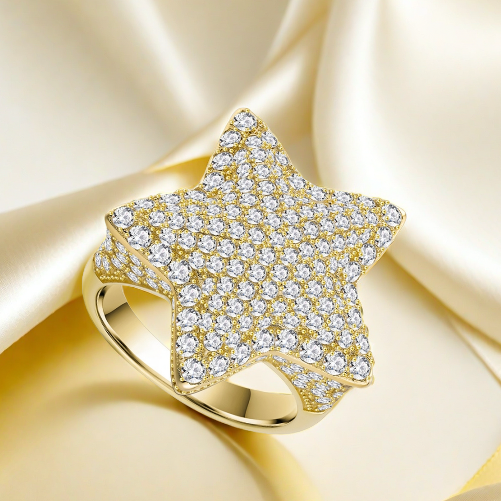 S925 sterling silver five-pointed star luxury ring 2025 new model hip-hop style grand noble authoritative starry sky ring jewelry gift for boyfriend f
