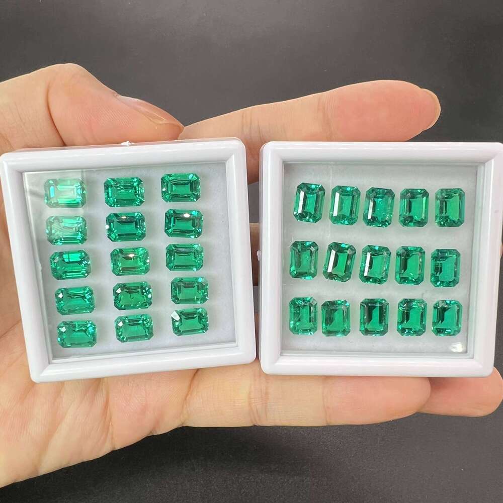 Wuzhou GRC Certificate Loose Original Pure Colombian Hydrothermal Laboratory Created Growing Green Jadeite