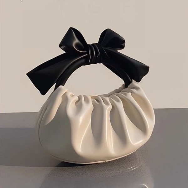 Ladies brand new fashion original niche lightweight and exquisite fashion bow pleated handbag designer fashionable women s shoulder bag crossbody bag