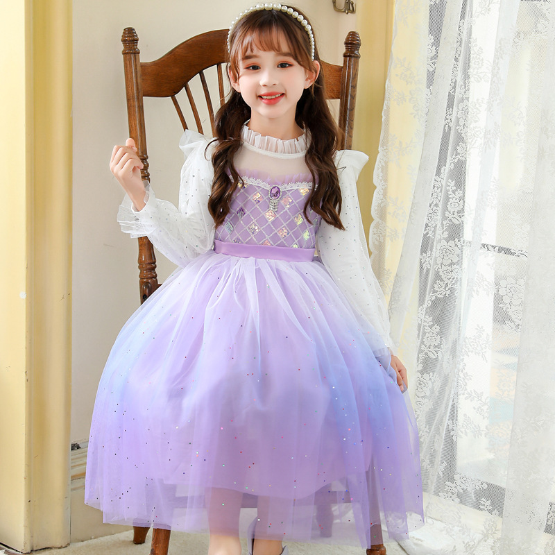DISNEY infant designer dress kids clothes Elsa princess dress children's clothes long-sleeved children's dress designer dress comfortable an