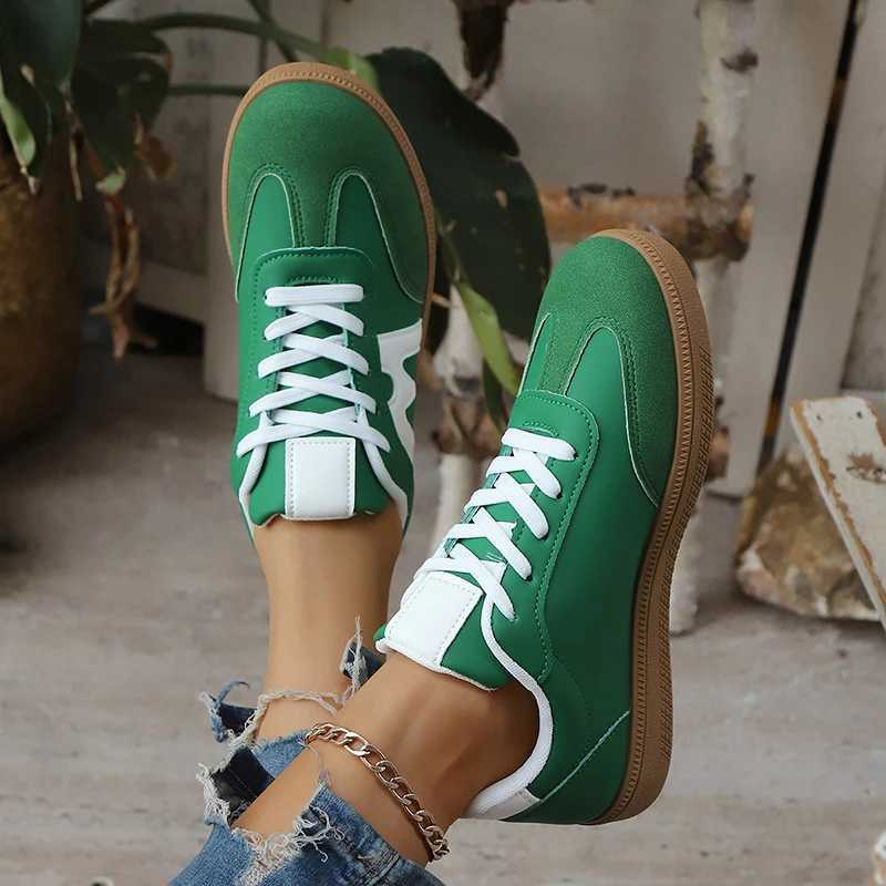 Lightweight Comfortable Sneakers for Women Fi Striped Lace Up Sports Shoes Woman Casual Breathable Green Sneakers Plus Size XJ250530