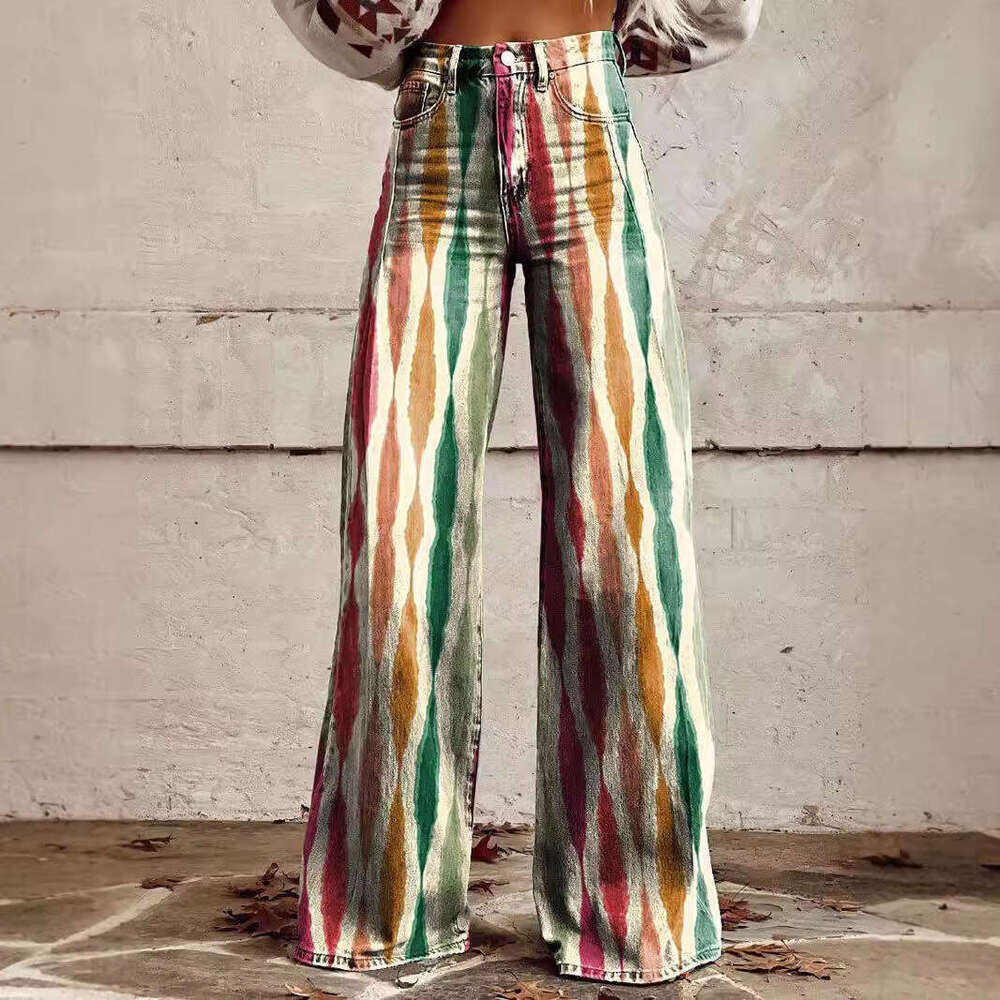 Modern fashion Shopee Casual 3D Graphic Design Slim Fit Faux Denim Jeans for Women - Spring Collection '25