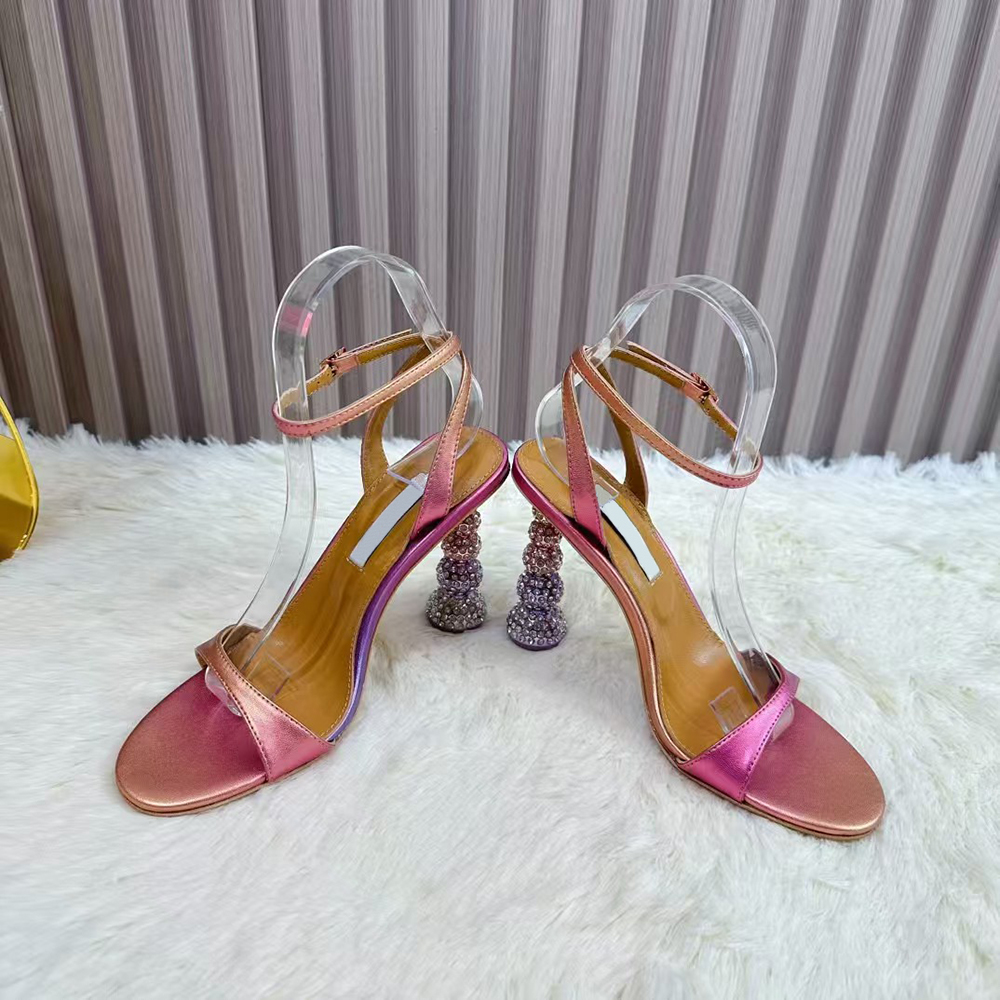 New style alien heel buckle strap sexy sandals for women rhinestone round toe open toe oversized high heels sandals luxury designer sandals