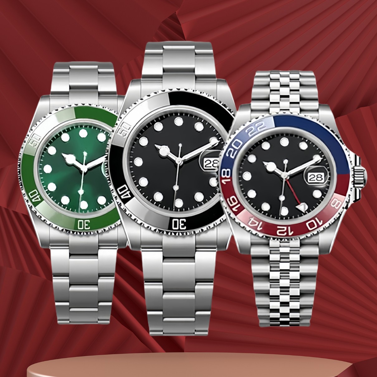 Luxury Men's Automatic Watch with Ceramic Ring 40mm 904L Stainless Steel Case and Sapphire Glass Luxury Fashion Men's Night Light Function Luxury Mechanical Watches