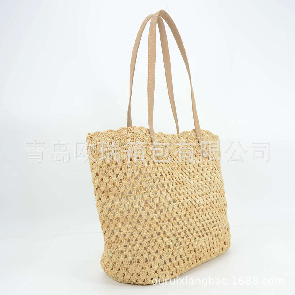 Tote Bag Leather Bag New Handheld Spring Summer Natural Raffia Handbag Vacation Beach Woven Women S Bag Shoulder Bag