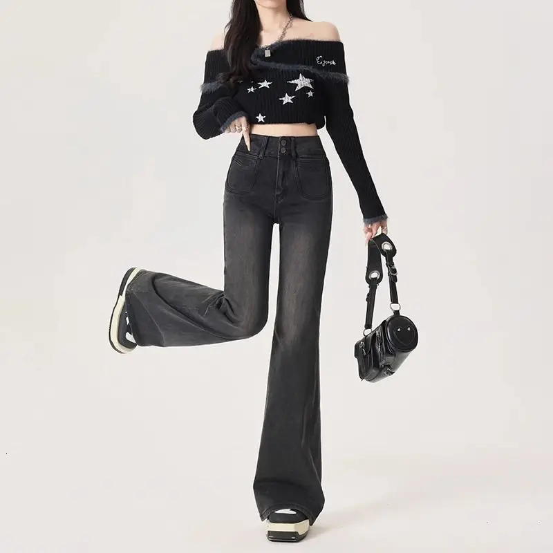 Womens Jeans Pants for Woman Jorts Baggy Y2k Coquette Shoujo Girl Style Spring Clothes Jean Clothing Flared Denim 250530