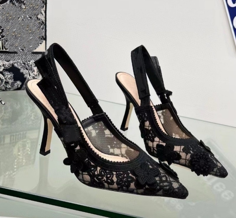 Women Sandals Designer High Heels Pointed Bowtie Letter Lace Embroidered Sandals for Women Luxury Hollow Flat Bottoms Shoes Summer 35-42
