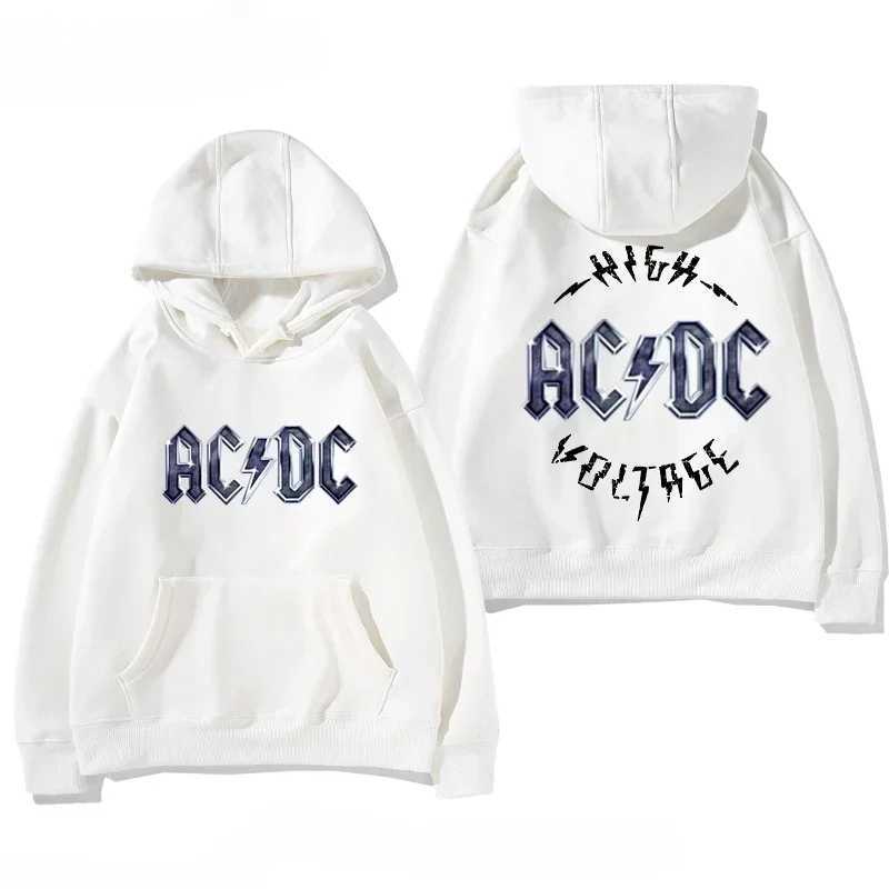 Trend European and American Hard Rock Metal Band ACDC Autumn and Winter Loose Velvet Hoodie Mens and Womens Coat Clothes W250530