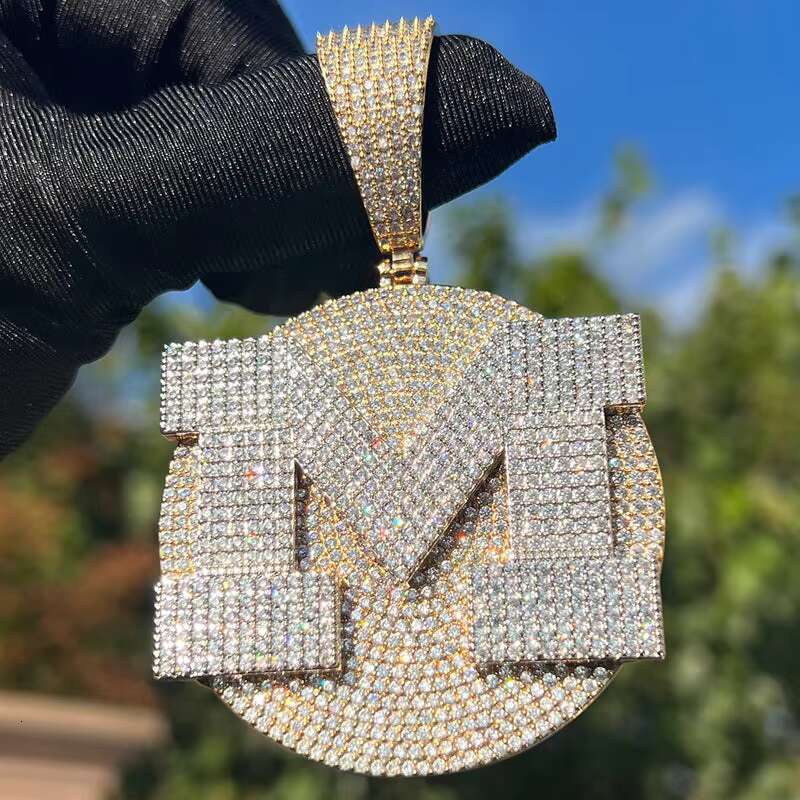 VVS Moissanite Iced Out Custom Name Pendant In 925 Sterling Silver Personalized Hipoissanite customJewelry Gift For Men And Boys