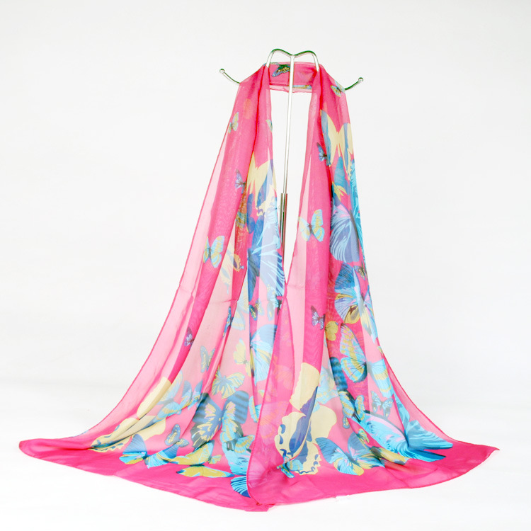 K871 New Korean fashion colorful silk scarf chiffon printing women's beach sun protection shawl Yiwu scarf manufacturers wholesale